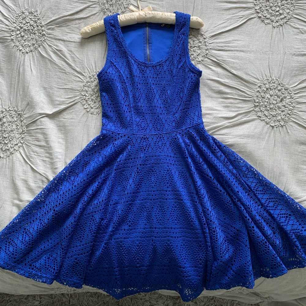Royal Blue Express brand lace skater dress